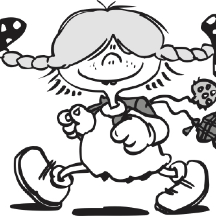 Cartoon: Mädchen mit Zöpfen